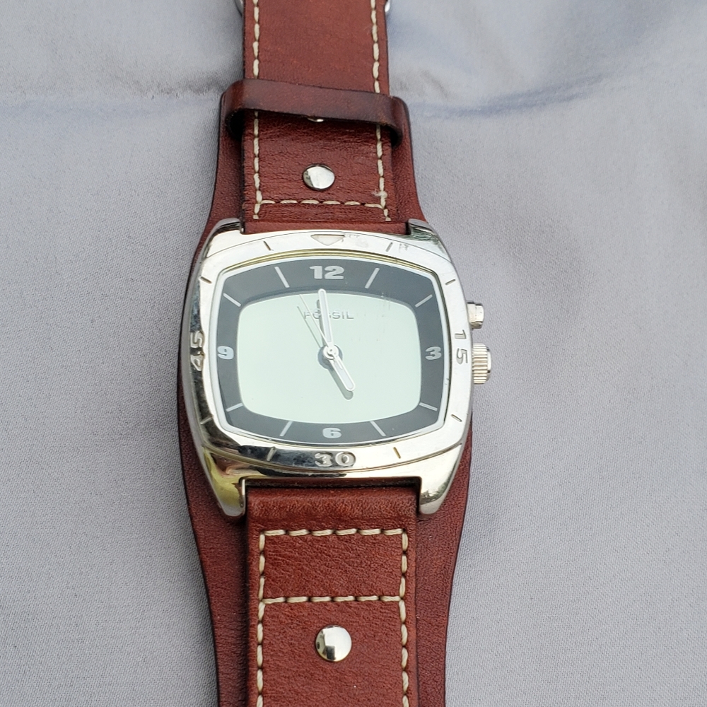 Mens Fossil BigTic AM3695 Brown Leather Quartz Watch